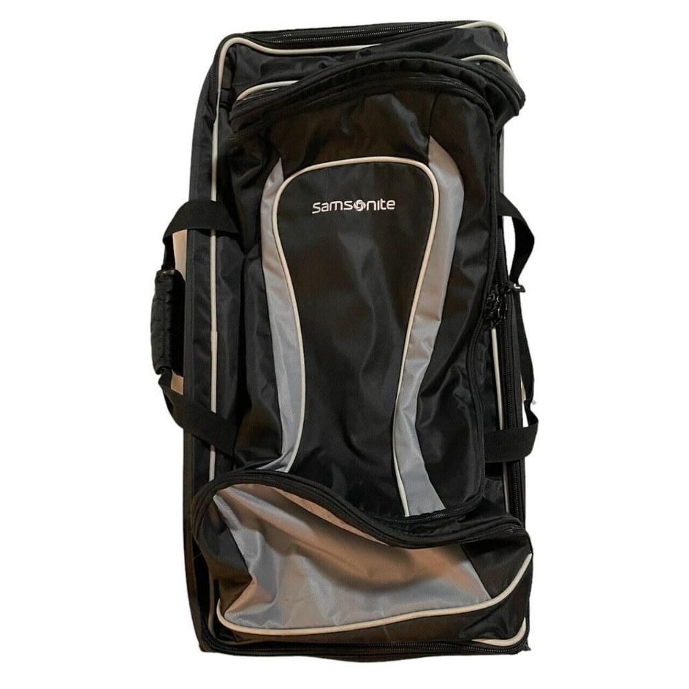 Samsonite Wheeled Rolling Duffel Bag Black Red 22” Travel Overnight CARRY ON